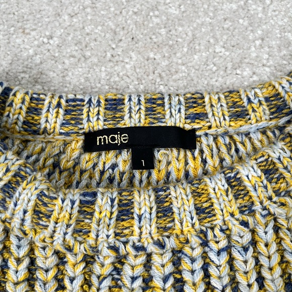 Maje blue and yellow knit oversized sweater size small - Picture 2 of 7